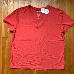 NWOT Nine West Workout T-shirt V-Neck Womens Large Melon Color